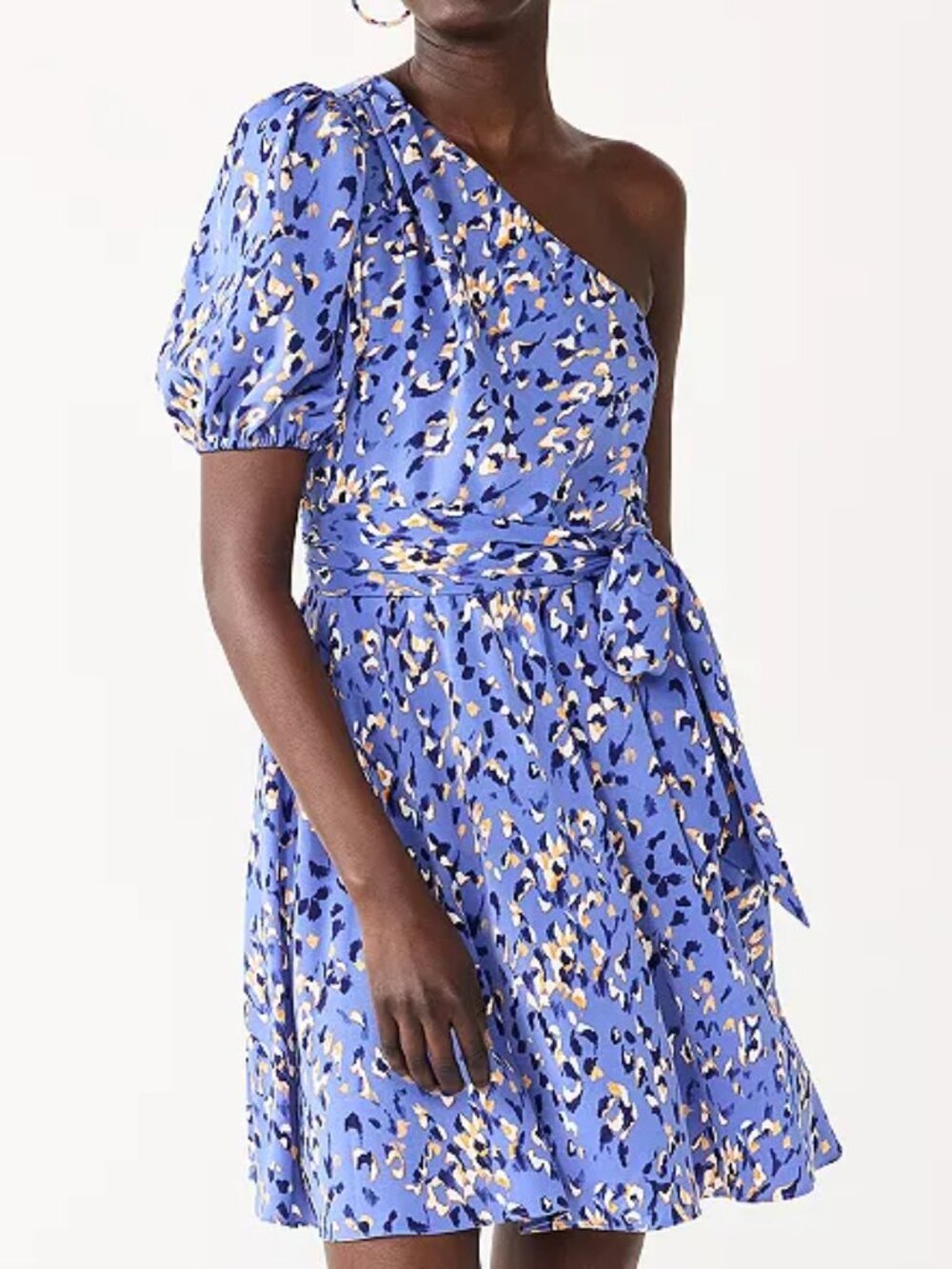Nine West Blue One-Shoulder Printed Dress